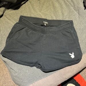 PLAYBOY Black Athletic Shorts with Bunny Logo